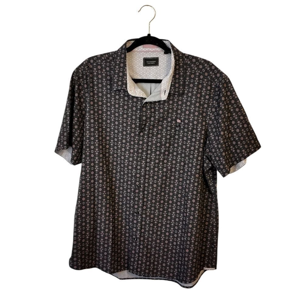 7 Diamonds Black and Pink Patterned 4 Way Strech Shirt Size XL